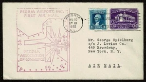 SE68 UNITED STATES 1932 First air mail cover from Peoria to New York - Picture 1 of 2