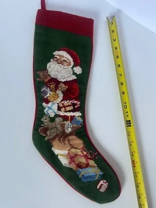 SFERRA Needlepoint Christmas Stockings SANTA TOYS 21” X 8.5” - Picture 1 of 10