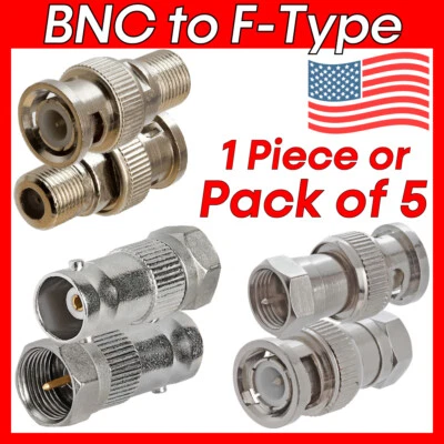 BNC to F-Type Adapter Coax BNC Connector Type F Coaxial Cable Converter Coupler - Image 1 of 4