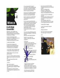 KRISTIN CHENOWETH SIGNED DEFYING GRAVITY WICKED LYRIC SHEET BROADWAY AUTOGRAPH - Picture 1 of 2