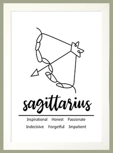 SEGNO ZODIACALE SAGITTARIO stampa compleanno venduto solo come stampa o opzioni incorniciate - Foto 1 di 14