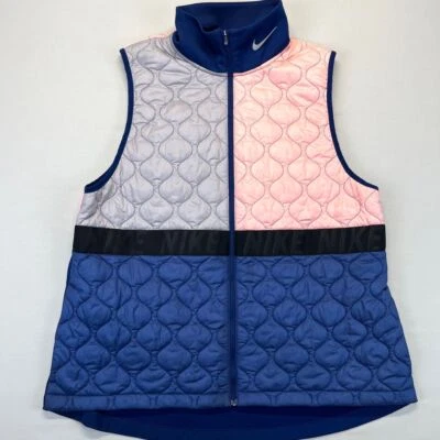 Nike Aerolayer Running Vest BV3869-697 Women XL Quilted Colorblock Zip Pink Blue - Image 1 of 4