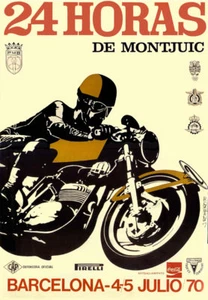 Póster de carreras de motocicletas vintage de las 24 horas de Montjuic 1970 - Imagen 1 de 1