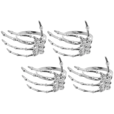  4 Pcs Ghost Hand Napkin Buckle Skull Rings Skeleton Halloween Holders - Image 1 of 4
