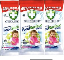 3 x GREEN SHIELD 70 LARGE HOUSEHOLD SURFACE FOOD WIPE