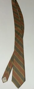 John Henry Men's Vintage Necktie Tie brown/tan with blue and muted red Stripes - Picture 1 of 4