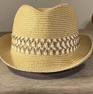 Vintage Scala Pronto Fedora Straw Multicolored Band Woven Hat New One Size - Picture 1 of 8