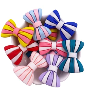 10 Junk Charm Charms Resin Cabochon Striped Stripe Bow Bows Ribbon Knot Circus - Picture 1 of 1