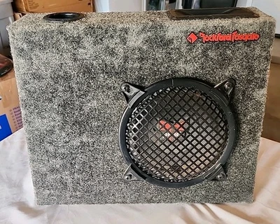 Rockford Fosgate 8" Subwoofer Truck Enclosures Pair Carpeted Box Untested AsIs - Image 1 of 4