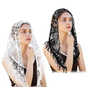 JJUNW 2 Pcs Mass Veil Triangle Mantilla Cathedral Head Covering, Chapel Veil ... - Bild 1 von 7