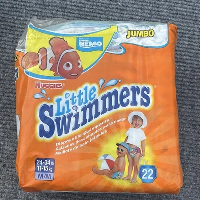Винтажные Huggies Little Swimmers Disney Finding Nemo средние 24-34 фунта 22 упаковки 90-е - Изображение 1 из 4
