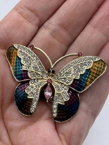 Spilla Farfalla Multicolore Strass Colori Autunno Splendida!  - Foto 1 di 8