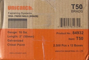 Estuche de 12 cajas (30.000 ct TOTAL) acabado calibre 16 clavos Brad 2" pulgadas (2.500 ct) - Imagen 1 de 2