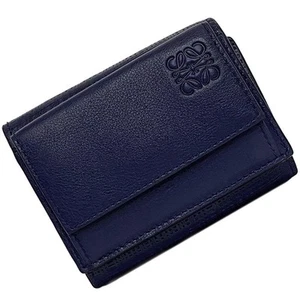 Loewe Tri-Fold Wallet Navy Repeat Anagram 101.88.S26 F-20476 Tri-Fold Leather Gr - Picture 1 of 10