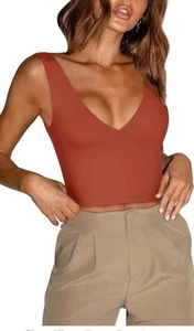 Sexy de moda REORIA Butsmooth® para mujer cuello en V profundo mediano, rojo oxidado - Imagen 1 de 8