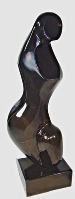 Sculpture MCM Black Onyx Stone Biomorphic Woman Abstract Modernist - Image 1 of 4