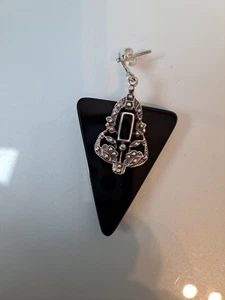 Orecchino Singolo,Molto Bella Orecchini Pendenti 925 Argento con Onice e - Foto 1 di 4