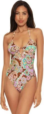 Becca by Rebecca Virtue 270712 Women's Halter One Piece Swimsuit Multi L - Image 1 of 4