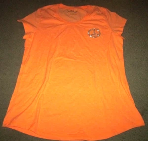 Hanes girl's t-shirt top-NWOT-sz XL- orange w/ pocket w/ peace sign on front - Picture 1 of 3
