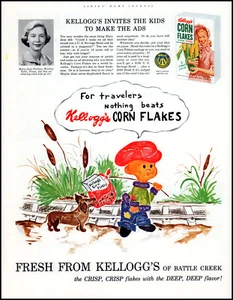 Mary Jane Perkins 1953 arte Wichita Falls TX Kellogg's Corn Flakes anuncio impreso LA36 - Imagen 1 de 1