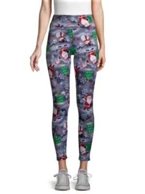 Mujer Junior Navidad Leggings Imitación Piel Forrados Cintura Alta Papá Noel y Muñeco de Nieve Foto 1 de 4