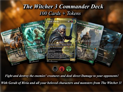 Witcher 3 MTG Commander Deck - Magic the Gathering 100 Karten+Tokens- Custom Art - Bild 1 von 4