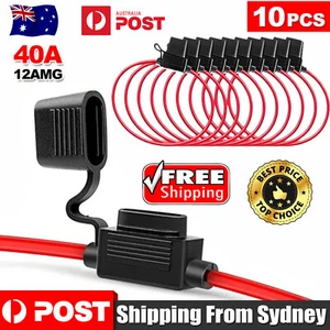 10Pcs 12V 40A Standard Blade Inline Fuse Holder with Water Proof Dustproof Cover - Picture 1 of 7