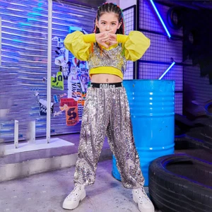 Fashion Children's New Jazz Dance Set Girls' Cool Trend Sequin Dance Performance - Picture 1 of 14