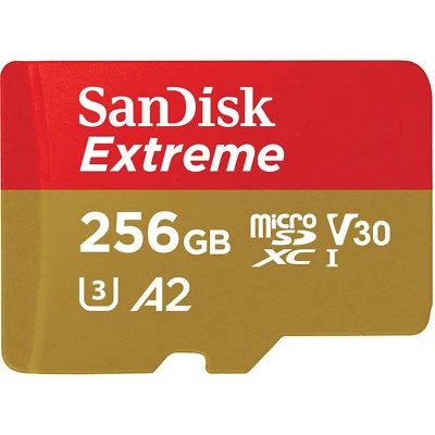 SanDisk Extreme 4K UHD 256GB micro SD SDXC Class 10 UHS-I 160MB/s Memory Card - Image 1 of 2