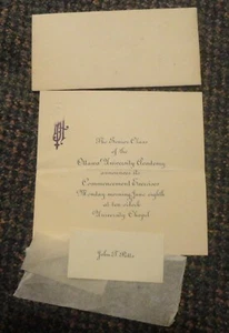 1914 Academia de la Universidad de Kansas Ottawa invitación de graduación - nativo americano - Imagen 1 de 2