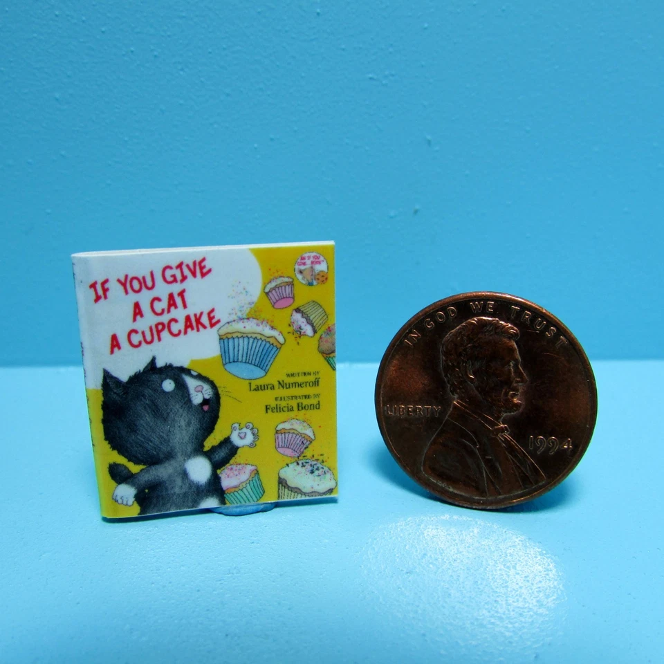 CINDI'S MINIS Dollhouse Miniature Replica If You Give a Cat a Cupcake Book B089