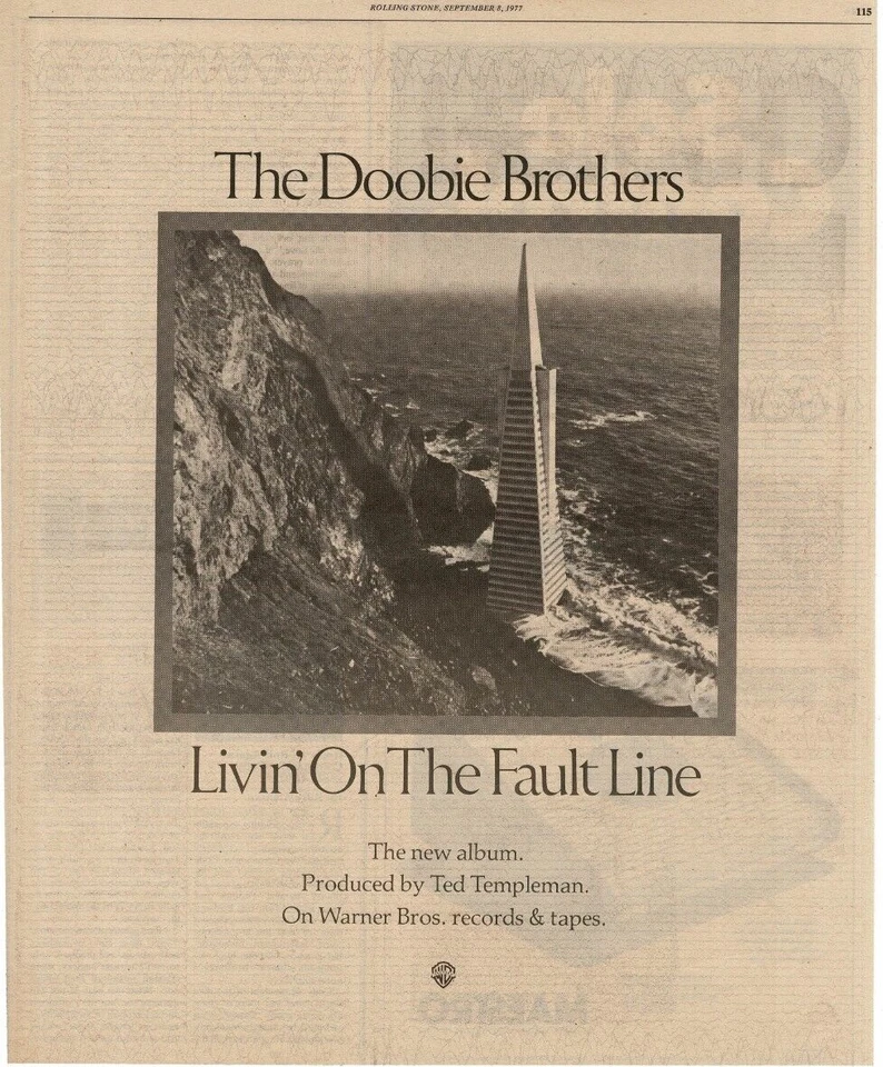 1977 The Doobie Brothers Livin' On The Fault Line Vintage Album Promo Print Ad - Image 1 of 1