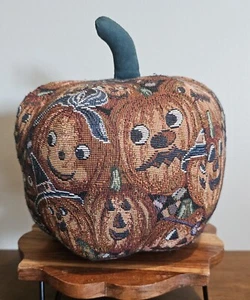Vintage Halloween Fall Tapestry Fabric Pumpkin  - Picture 1 of 8