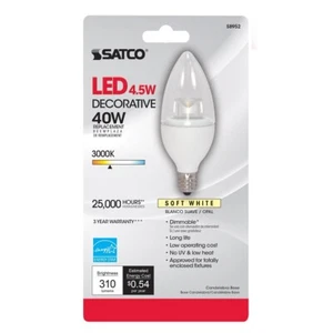 Satco S8952 - 4.5 Watt B11 LED Bulb - 3000K - 120 Volt (6 Pack) - Picture 1 of 3