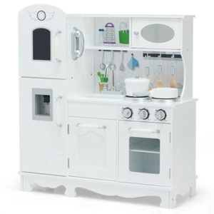 Kitchen Pretend Play Cookware Set Toys Toddler Wooden Playset W/ Water Dispenser - Picture 1 of 12