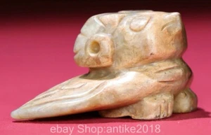 2.4" Old Chinese Natural Hetian Jade Carving Phoenix Bird Amulet Pendant - Picture 1 of 9
