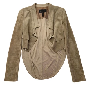 BCBG Max Azria Women’s Norton Khaki Open Hi-Low Cropped Faux Suede Jacket XXS - Picture 1 of 10