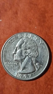 1997 D Washington Quarter Error. Wide/misshapen "D"  - Picture 1 of 6
