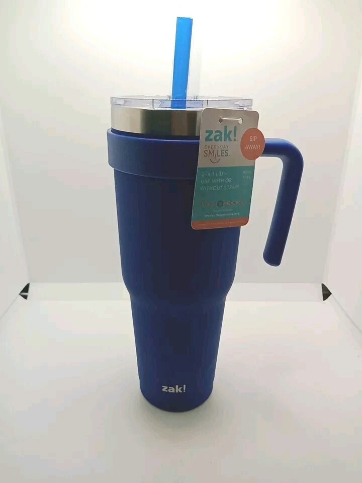 Zak Everyday Smiles Thermal Tumbler 2 in 1 Lid Handle Purple 40 oz / 1.18 L