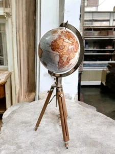 THE 18" Big world Globe Modern Map Atlas With Wooden Tripod Stand Globe Gift - Picture 1 of 9