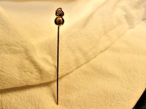 Vintage 10K Gold 2-3/4” Stick Pin Flame Over Circle Motif Logo ? - Picture 1 of 10
