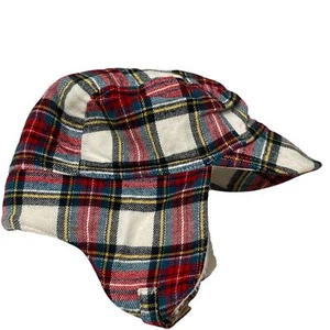 Baby Gap Red Plaid Hat 6-12mos Fleece Lined Trapper Hat - Picture 1 of 6