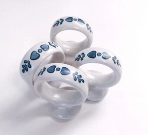 Set Of 4 Vintage Pfaltzgraff YORKTOWNE Pottery Ceramic Napkin Holder Rings - Picture 1 of 5