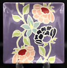 TAG Hand Painted Square Dinner Plate Platter Purple Flowers