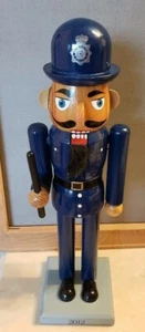 14" Wooden Nutcracker 2012 Policeman British Cop Blue Uniform - Picture 1 of 12
