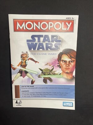 Monopoly Game Star Wars Clone Wars Instruction Manual 2008 - Image 1 of 3