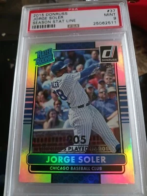 JORGE SOLER 2015 DONRUSS RATED ROOKIE FOIL "STAT LINE" CARD #'D/ 292 - Image 1 of 2