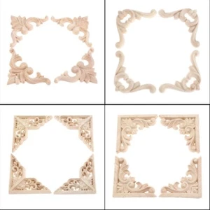 4 piezas Apliques de madera estilo europeo esquina onlay calcomanías marco adorno 6cmx6cm - Imagen 1 de 9