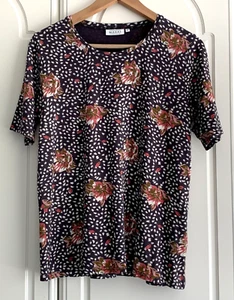 Masai Floral Mix  Stretch Jersey Short Sleeve Round Neck - Relaxed Top Size M - Picture 1 of 7