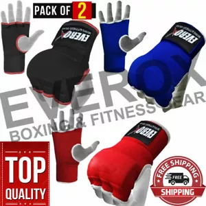 2 Paar Gel gepolsterte innere Handschuhe mit Handwraps MMA Muay Thai Boxen Bandage Kampf - Bild 1 von 9